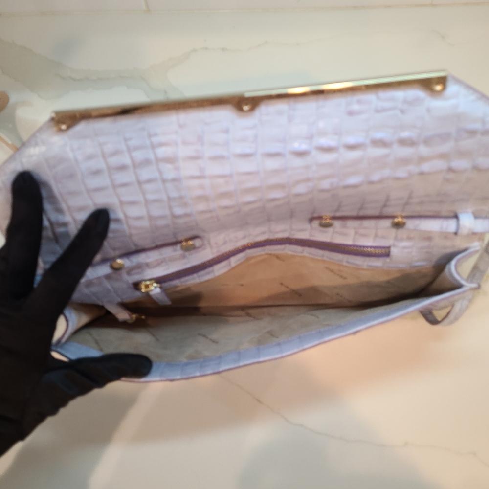Brahmin Light Lavender Clutch Shoulder Bag EUC Vintage - Picture 5 of 8
